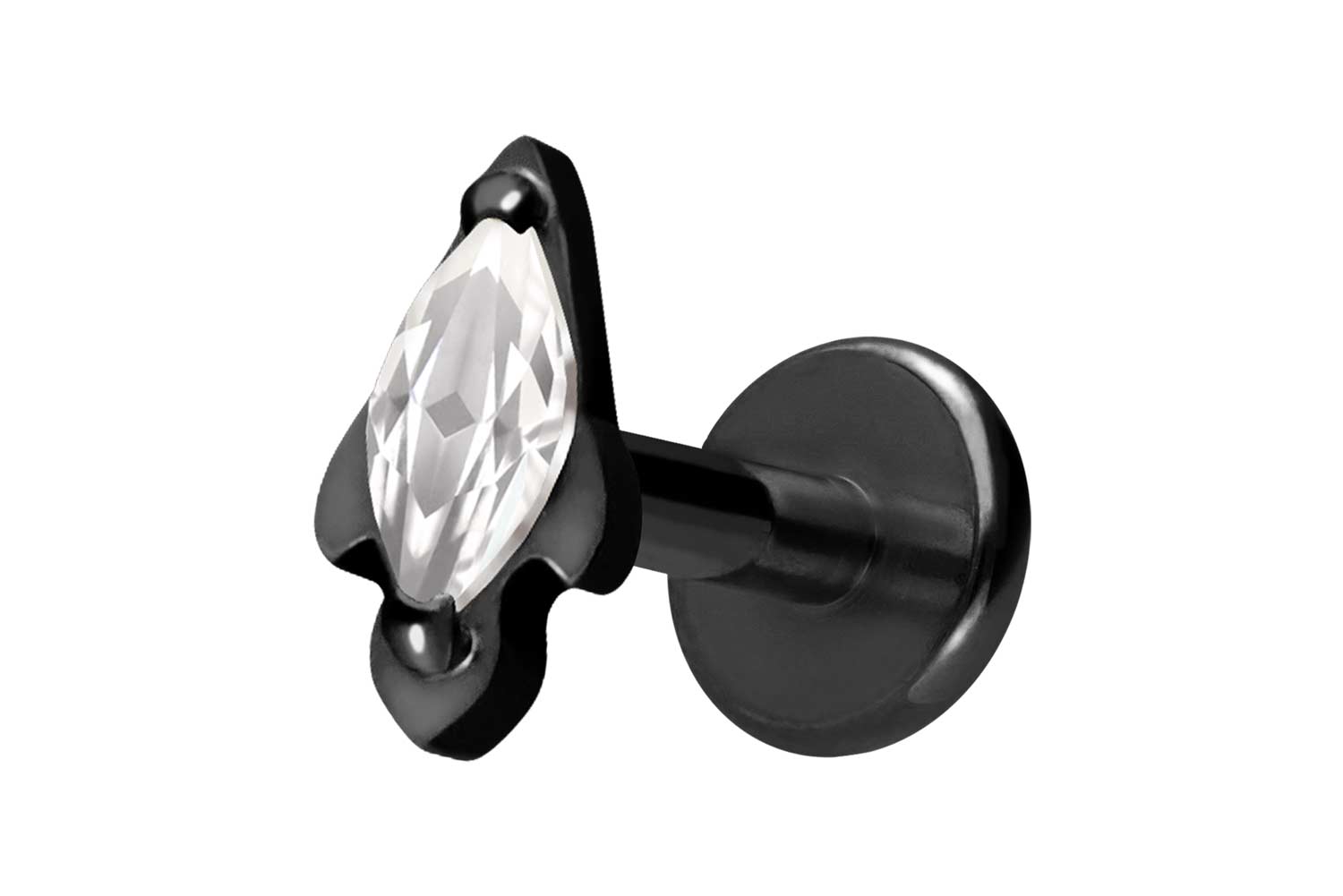 Titan Labret Piercing mit Innengewinde KRISTALLRAKETE